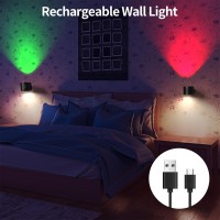 Wall Light Up And Down Lights Rechargeable 3 Color Rgb Ambience 6 Brightness Wall Sconce With Remote Magnetic 360 Free R