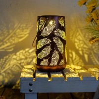 Stargarden Solar Lanterns Outdoor Waterproof Copper Feather Pattern Solar Lantern Decorative Metal Hanging Solar Lanterns Ou