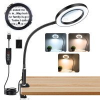 Nzqxjxz Large 30X10X Magnifying Glass With 72 Leds Light Desk Magnifier With Clip 3 Color Modes And 10 Stepless Dimmable Desk Ma