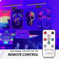 Yuichoy Black Light For Blacklight Tapestry 16 Picture Lights Battery Operated With Remote For Halloween Fluorescent Poster