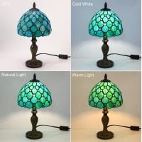 Tuomoxte Tiffany Style Table Lamp Stained Glass Lamp 8 Inch Small Antique Lamp For Bedside Nightstand Bedroom Living Room Hom