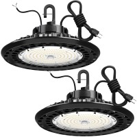 Yxl 240W 2 Pack Super Bright High Bay Led Lights Ufo High Bay Led Shop Lights 36000Lm 5000K 010V Dimmable Us Plug 5 Cable 1