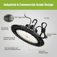 Yxl 240W 2 Pack Super Bright High Bay Led Lights Ufo High Bay Led Shop Lights 36000Lm 5000K 010V Dimmable Us Plug 5 Cable 1