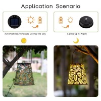 Stargarden Hanging Solar Lantern Metal Waterproof Outdoor Solar Lights Hollow Out Leaves Design Solar Lanterns For Patio Lawn