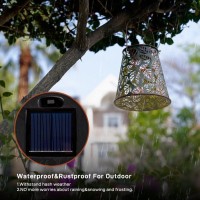 Stargarden Hanging Solar Lantern Metal Waterproof Outdoor Solar Lights Hollow Out Leaves Design Solar Lanterns For Patio Lawn