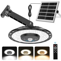 Auzev Solar Lights Indoor Outdoor 3000Lm Solar Powered Shed Light With Switch Remote Timer 3 Cct Ip65 Waterproof Pendant For