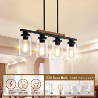 Dining Room Light Fixture Over Table Farmhouse 4Light Kitchen Island Lighting Modern Wood Chandeliers For Dining Room With Adju