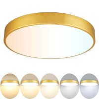 Wheatronic Gold Led Ceiling Light Fixture Flush Mount 15 Inch 36W Dimmable Light Fixtures Ceiling Mount Led Modern Kitchen Lig