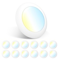 Amico 12 Pack 56 Inch Led Disk Lights Dimmable Flush Mount Ceilingrecessed Disc Lights 2700K3000K4000K5000K6000K Selecta