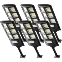 Ecojligoas 6 Packs 150W Solar Street Lights Outdoor Waterproof, Led Street Light Solar Powered, Motion Sensor Security Flood Light, Remote Control For Garage, Yard, Parking Lot Etc