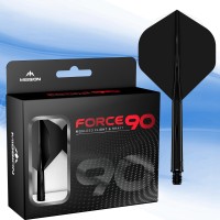 Mission Darts Force 90 | Integrated Precision Moulded Dart Flight And Shaft System, Pack Of 3 Professional Durable 2-In-1 Combined Dart Flights And Stems | Standard No.2 (Black, Medium)