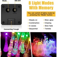 Easesolies Solar Water Drop String Lights 21Ft 30 Led Teardrop Lights Multicolor Fairy Lights Led Outdoor Lights Waterproof Fo