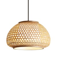 Farmhouse Pendant Lighting Fixture Handmade Hanging Lamp Natural Rattan Wicker Ceiling Hanging Light, Bohemian Modern Dome Suspension Lamp For Kitchen Dining Room Bedroom Living ( Size : 23.6In )