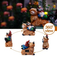 Pohabery Garden Gnomes Decor Outdoor Statues Gnome On Highland Cow Hold Solar Cup Light Outdoor Decorations For Patio Yard And G