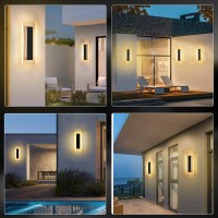 2 Packs 11 Inches Led Outdoor Wall Lights 3000K-6000K Modern Wall Sconce Led Exterior Lighting Fixtures Outside Lights For House Living Room Corridor