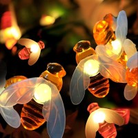 Easesolies Solar Bee String Lights 21Ft 30 Led Outdoor Fairy Lights With 8 Modes Waterproof Solar Powered For Patio Yard Ga