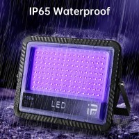 Ouside 2 Pack 100W Led Blacklight Uv Black Lights For Glow Party Ip66 Waterproof Uv Flood Light For Black Light Party Hallowe