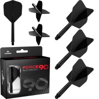 Mission Darts Force 90 | Integrated Precision Moulded Dart Flight And Shaft System, Pack Of 3 Professional Highly Durable 2-In-1 Combined Dart Flights And Stems | Standard No.6 (Black, Medium)