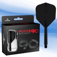 Mission Darts Force 90 | Integrated Precision Moulded Dart Flight And Shaft System, Pack Of 3 Professional Highly Durable 2-In-1 Combined Dart Flights And Stems | Standard No.6 (Black, Medium)