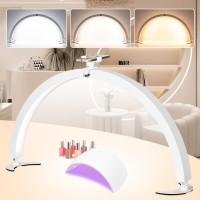 Hitti Half Moon Light For Nail Desk With Phone Holder Foldable Nail Tech Light Lash Table Lamp With Wire Controller Remote