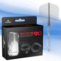 Mission Darts Force 90 | Integrated Precision Moulded Dart Flight And Shaft System, Pack Of 3 Professional Highly Durable 2-In-1 Combined Dart Flights And Stems | Standard No.6 (Clear, Tweenie)