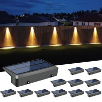 Solar Fence Lights Outdoor Outdoor Waterproof Led 12 Pack Solar Powered Wall Light For Outside Fence Post Deck Railing Pool Ste