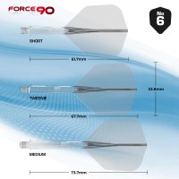 Mission Darts Force 90 | Integrated Precision Moulded Dart Flight And Shaft System, Pack Of 3 Professional Highly Durable 2-In-1 Combined Dart Flights And Stems | Standard No.6 (Clear, Medium)