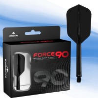 Mission Darts Force 90 | Integrated Precision Moulded Dart Flight And Shaft System, Pack Of 3 Professional Highly Durable 2-In-1 Combined Dart Flights And Stems | Slim (Black, Medium)