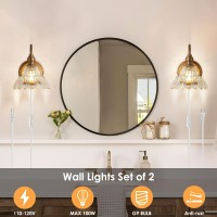 Tlolgt Plug In Vintage Wall Sconces Set Of Two Brass Modern Wall Light Fixtures Antique Vanity Lights For Living Room Fireplace