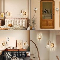 Tlolgt Plug In Vintage Wall Sconces Set Of Two Brass Modern Wall Light Fixtures Antique Vanity Lights For Living Room Fireplace