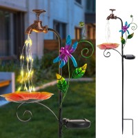 Solar Garden Lights Outdoor Decorative - Dragonfly Solar Stake Lights With Faucet Shape Solar Pathway Lights For Garden, Lawn, Patio, Yard Decorative