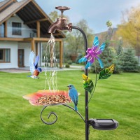 Solar Garden Lights Outdoor Decorative - Dragonfly Solar Stake Lights With Faucet Shape Solar Pathway Lights For Garden, Lawn, Patio, Yard Decorative