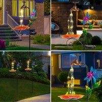 Solar Garden Lights Outdoor Decorative - Dragonfly Solar Stake Lights With Faucet Shape Solar Pathway Lights For Garden, Lawn, Patio, Yard Decorative