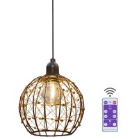 Ecogehen Battery Operated Pendant Lights Kitchen Island Decorative Chandelier For Gazebo Hanging Lamp With Remote Timer Led Bulb