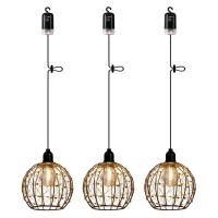 Ecogehen Battery Operated Pendant Lights Kitchen Island Decorative Chandelier For Gazebo Hanging Lamp With Remote Timer Led Bulb