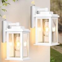 Vianis White Outdoor Wall Lights 2 Pack Dusk To Dawn Exterior Lighting Fixtures Modern Outside Lights For Hhouse Porch Garage