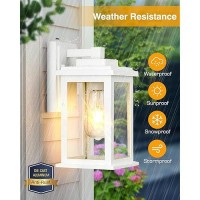 Vianis White Outdoor Wall Lights 2 Pack Dusk To Dawn Exterior Lighting Fixtures Modern Outside Lights For Hhouse Porch Garage