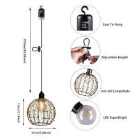 Ecogehen 3X Battery Operated Pendant Lights Kitchen Island Wireless Chandelier For Gazebo Hanging Lamp With Remote Timer Led Bul