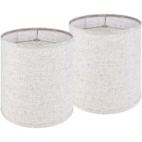 Jerhous Tall Drum Lamp Shades Set Of 2 Medium Oatmeal Linen Textured Lampshade 10Top X 10Bottom X 118Highspider Farmhou