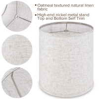 Jerhous Tall Drum Lamp Shades Set Of 2 Medium Oatmeal Linen Textured Lampshade 10Top X 10Bottom X 118Highspider Farmhou