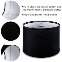 Jerhous Black Drum Lamp Shades Set Of 2 Medium Linen Lampshade 13Top X 13Bottom X 10Highspider Modern Lamp Shade For Tab