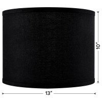 Jerhous Black Drum Lamp Shades Set Of 2 Medium Linen Lampshade 13Top X 13Bottom X 10Highspider Modern Lamp Shade For Tab