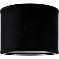 Jerhous Black Drum Lamp Shades Set Of 2 Medium Linen Lampshade 13Top X 13Bottom X 10Highspider Modern Lamp Shade For Tab