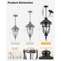 Vianis Extra Large Outdoor Pendant Lights For Porch 213 In Outdoor Hanging Light Waterproof Black Hanging Porch Light Antir