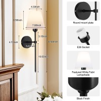 Hojoyri Wireless Battery Operated Wall Sconces Set Of 2 Black Cordless Rechargeable Wall Lights With Remote Dimmable Led Light