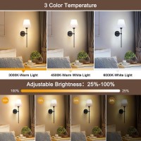 Hojoyri Wireless Battery Operated Wall Sconces Set Of 2 Black Cordless Rechargeable Wall Lights With Remote Dimmable Led Light