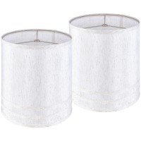 Jerhous Tall Drum Lamp Shades Set Of 2 Light Beige Tree Bark Textured Linen Lamp Shade 10Top X 10Bottom X 118Highspider