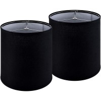 Jerhous Tall Drum Lamp Shades Set Of 2 Medium Black Lampshade 10Top X 10Bottom X 118Highspider Modern Lamp Shade For Ta