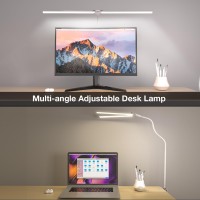 Led Desk Lamp Double Head Desk Lamps For Home Office Dimmable 25 Lighting Modes Bright Desk Lighting 12W 1400Lm Eyecaring Arc