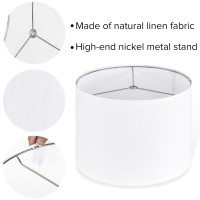 Jerhous White Textured Linen Lampshade Drum Lamp Shade 13Top X 13Bottom X 10Highspider Medium Modern Lamp Shades For Tab